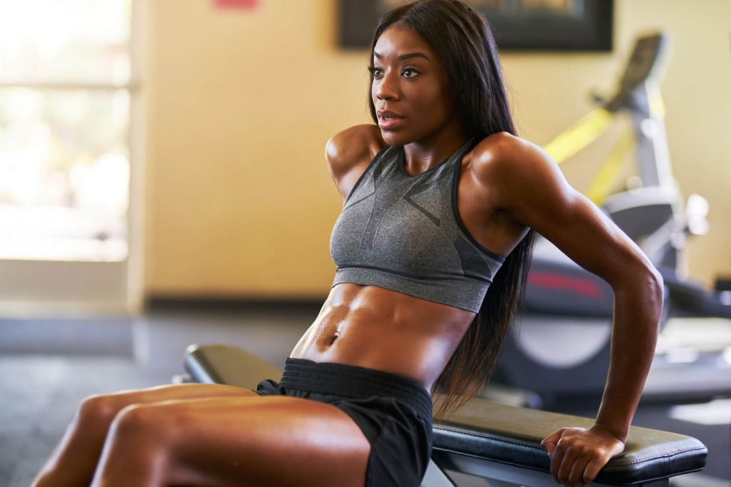 fit woman working out and stretch